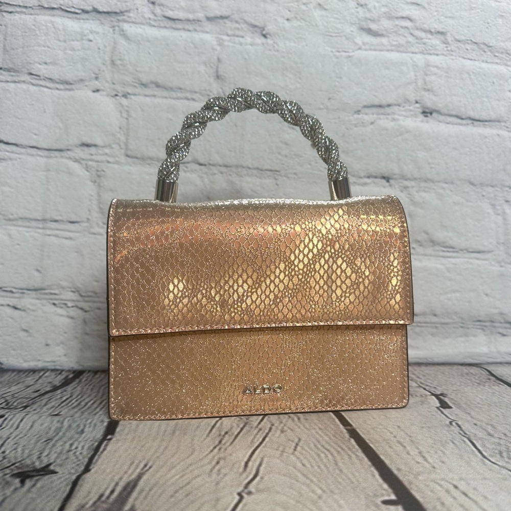 Sparkle & Wild: ALDO Mini Top-Handle Crossbody Bag with Diamonds & Animal Print